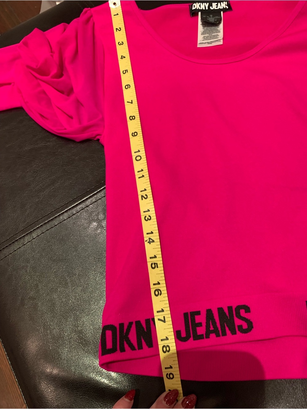 🩷DKNY JEANS🩷MESH-SLEEVE, LOGO TRIM, SCOOP NECK BLOUSE. NWOT. - Picture 10 of 10
